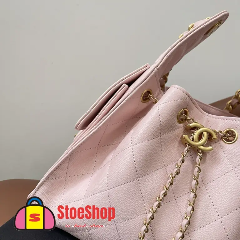 高仿香奈兒/CHANEL 25C Hobo 肩背包｜魚子醬小牛皮粉紅色