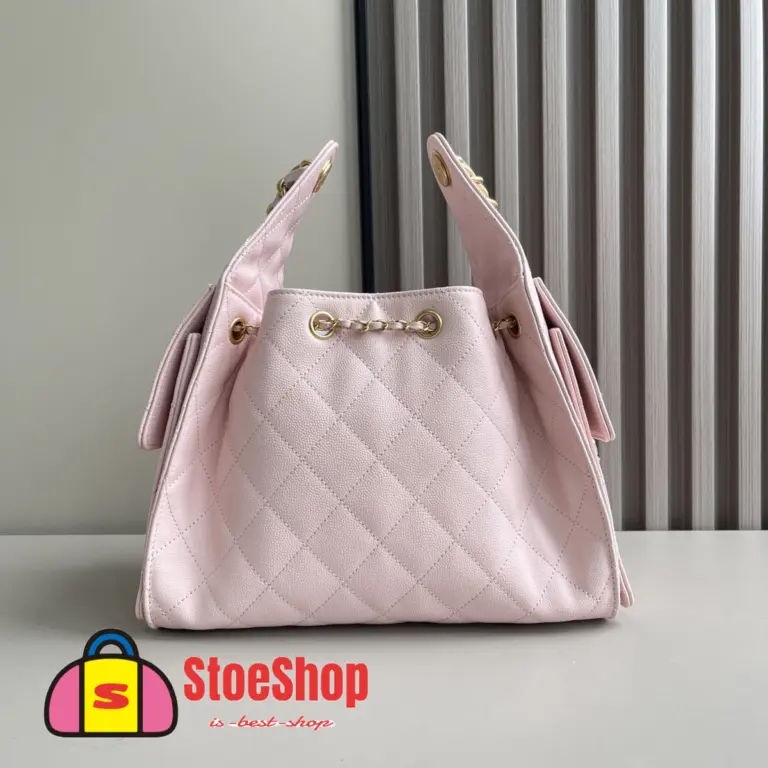 高仿香奈兒/CHANEL 25C Hobo 肩背包｜魚子醬小牛皮粉紅色